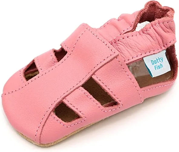 Dotty Fish Zapatos de Cuero Suave para bebés. Sandalias para niños y niñas. Antideslizante. 0-6 Meses a 3-4 Años.